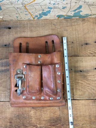 Vtg Leather Lineman’s Pouch Made By Klein Tools,  5164 Made In Usa Top Quality