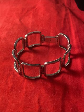 925 Sterling Silver - Vintage Square Link Chain Bracelet