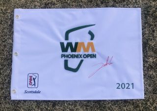 Jon Rahm Signed 2021 Waste Management Phoenix Open Golf Flag Autographed Auto