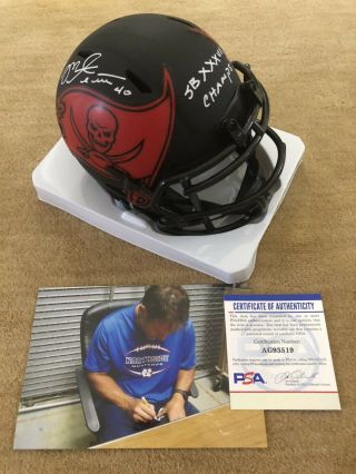 Mike Alstott Hand Signed Tampa Bay Bucs Eclipse Speed Mini Helmet A - Train Psa