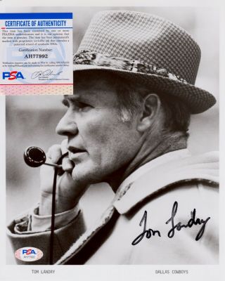 Tom Landry Dallas Cowboys Signed Autograph 8 X 10 Photo Psa Dna J2f1c