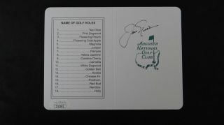 Jack Nicklaus Signed Auto Augusta National Golf Club Masters Scorecard Jsa Cert
