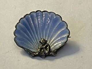 Vintage Sterling Silver & Enamel Cornish Pixie Shell Pin By Bernard Instone 30s
