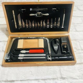 Vintage X - Acto Craft Tool Set Kit In Wooden Box Case
