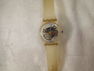 Vintage 1985 Swatch Jelly Fish,  Gk100 Skeleton Watch,  Broken Case,  Running