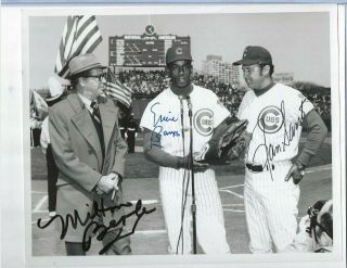 Ernie Banks & Ron Santo Chicago Cubs Autographed 8x10 Baseball Photo Psa W/berle