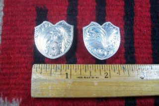 Vintage Pair Sterling Silver Overlay Concho Shields Western Bridle Breast Collar