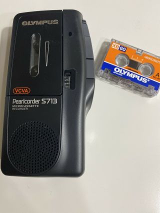 Olympus Pearlcorder S713 Microcassette Vcva Handheld Voice Recorder Vtg Pocket