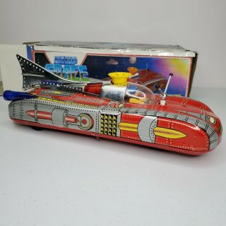Vintage Battery Operated Tin Lithograph Ship Space Toy