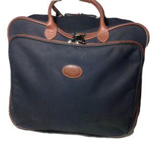 Vintage Longchamp Suitcase Travel Bag With Wheels 17 " Blue