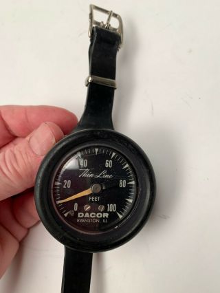 Dacor 1960s Scuba Diving Thin Line Depth Watch 100 Feet - Vintage & Barely