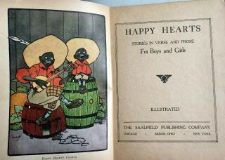 Rare 1912 Happy Hearts Stories For Boys & Girls,  Black Americana