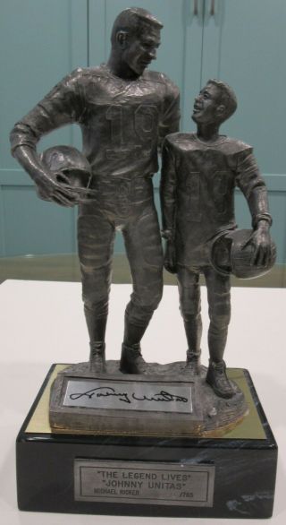 Johnny Unitas Autographed Legend Lives Pewter Statue By Michael Ricker /765
