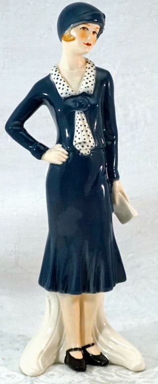Vintage Goebel West Germany Flapper Style Lady Figurine In Blue Dress Art Deco