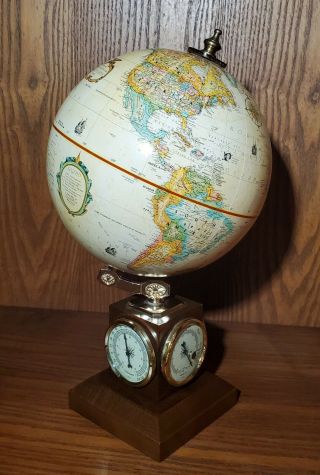 Vintage Replogle Weather Watch 9 " World Globe W/ Weather Station -