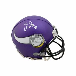 Justin Jefferson Autographed Minnesota Vikings Mini Football Helmet - Bas