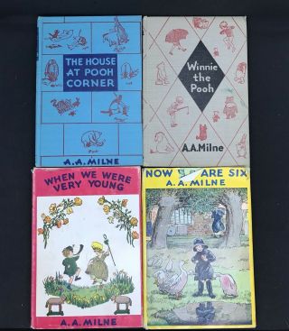 Vintage Set Of 4 Winnie The Pooh Books By Milne 1950