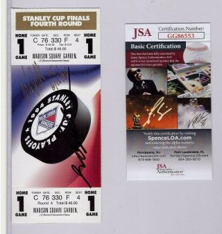 Mark Messier & Mike Richter Signed Ny Rangers 1994 Stanley Cup Game 1 Ticket Jsa