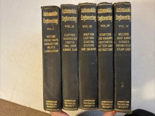 Antique Automobile Engineering 5 Book Set 1920 American Technical Society Vintag