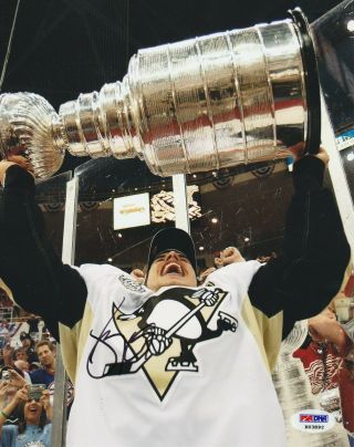 Sidney Crosby Signed Pittsburgh Penguins Stanley Cup 8x10 Photo W/ Psa