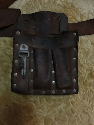 Vintage Klein Tools,  Pouch No.  5126 1 1/2 Inch Leather Belt 32 - 40 Waist