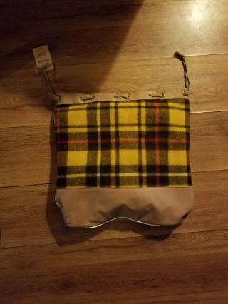 Vintage Faribo Red Brown And Yellow Plaid Wool 50 " X 50 " Lap Blanket In Bag