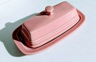 Vintage Homer Laughlin Fiesta Rose Pink Covered Butter Dish Fiestaware