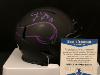 Justin Jefferson Autographed Minnesota Vikings Speed Eclipse Mini Helmet - Bas