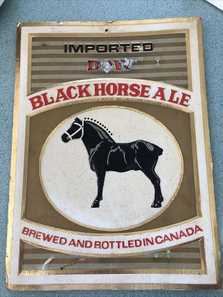 Vintage Canada Black Horse Ale Beer Sign Dow Brewery Toronto Montreal Buffalo Ny