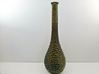 Vintage Amber Gold Genie Bottle,  Italian Glass Empoli Hobnail Vase