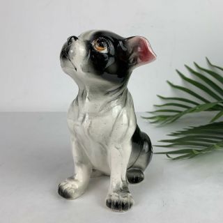 Vintage Boston Terrier French Bulldog Dog Figurine Black And White Cute