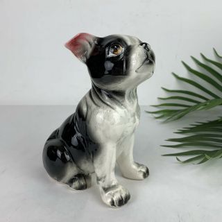Vintage Boston Terrier French Bulldog DOG Figurine Black And White CUTE 3