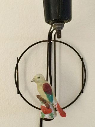 Vintage Ceramic Bird Clip on Shade 30s Wall Pin Up Lamp with Shade - Leather Trim 2