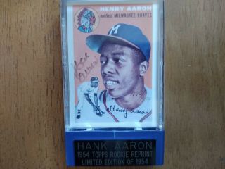 Hank Aaron Authentic Autograph On Topps Rookie Reprint Limited Edition Of 1954