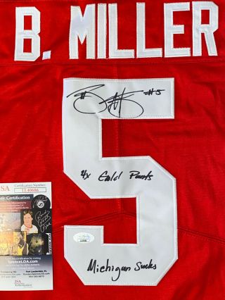BRAXTON MILLER SIGNED OHIO STATE BUCKEYES RED JERSEY 4X GOLD PANTS MICHIGAN SUCK 2