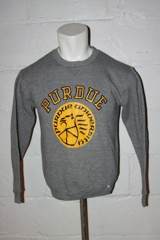 Vtg Russell Purdue Boilermakers Gray Crewneck Sweatshirt Made In Usa Sz M