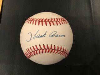 Hank Aaron Autographed Official National League Baseball (greatest H.  R.  Hitter)