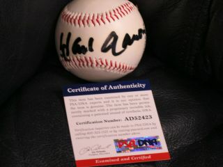 Hank Aaron Autographed Baseball Psa Certified