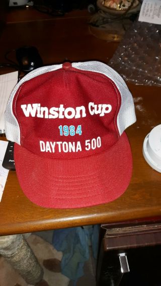 Vintage Nascar 1984 Winston Cup Daytona 500 Mesh Trucker Snapback Hat Cap