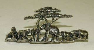 Vintage Kabana Sterling Silver Safari Animals Brooch 7.  9 Grams Rare