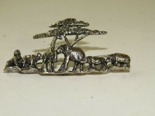 Vintage KABANA Sterling silver Safari animals brooch 7.  9 grams RARE 2