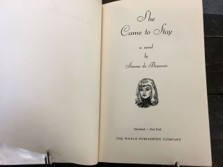 She Came to Stay by Simone De Beauvoir - STATED FIRST EDITION,  1954 2