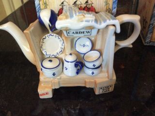 Vintage Paul Cardew Miniature One - Cup Teapot " China Stall " Vase Made In England