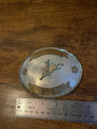 Vintage Tony Lama German Silver Jewelers Bronze Cowboy Rodeo Belt Buckle