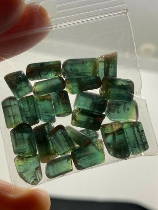 Polished Bi - Color Tourmaline Gemstones - 20 Grams - Vintage Estate Find