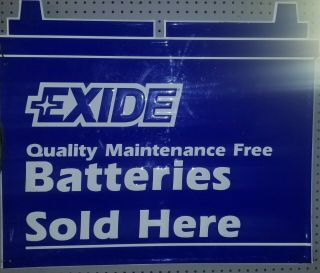 Vintage Rare Die - Cut Exide Batteries Battery Metal Advertising Sign Gas Station