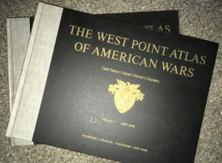 1959,  First Edition West Point Atlas Of American Wars 2 Vols,  Color Maps,  Vg,