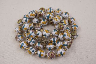 Vintage Chinese Export Cloisonne Beads 10mm Necklace 24  Long