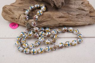 Vintage Chinese EXPORT Cloisonne BEADS 10mm Necklace 24  Long 2