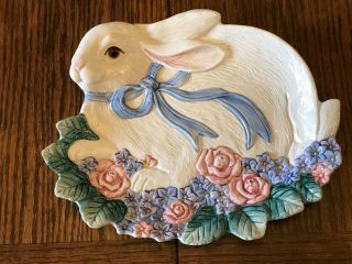 Fitz & Floyd Vintage Bunny Rabbit Canape Plate Tray Server Dish Easter 1993